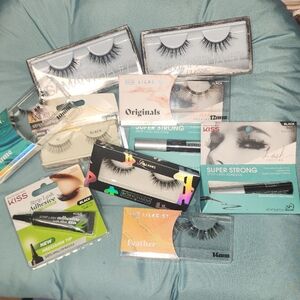 Assorted Black False Eyelash Set with Adhesive - Mixed Styles
